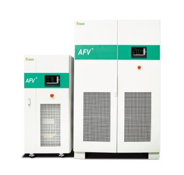 AFV＋系列大功率可程式交流電源，採用先進 PWM 高頻開關切換技術設計，可提供純淨正弦波輸出，總諧波失真 (THD) ≦ 0.5%，頻率精準度 ±0.02%，標準輸出頻率 45 -65Hz，可選配 45-500Hz 連續可調，單機最大輸出容量可達 2000kVA。